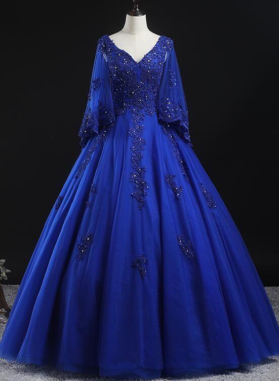 Vestido de Baile Real Azul com Aplicação de Renda Vestidos de Quinceanera Vestido Doce 16 Y315
