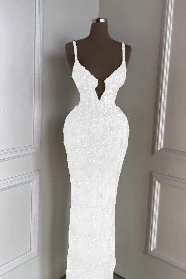 Custom Designed Spaghetti Strap Mermaid Prom Dress With Beading