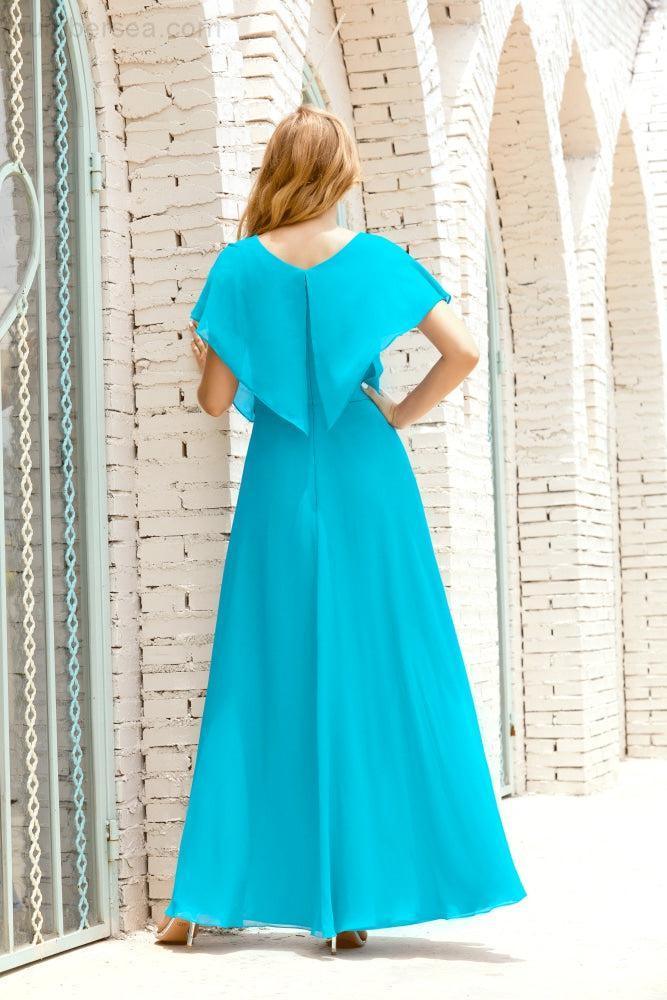 Mother of The Bride Dresses Plus Size V-Neck Floor Length Formal Prom Dress for Wedding Guest 28020