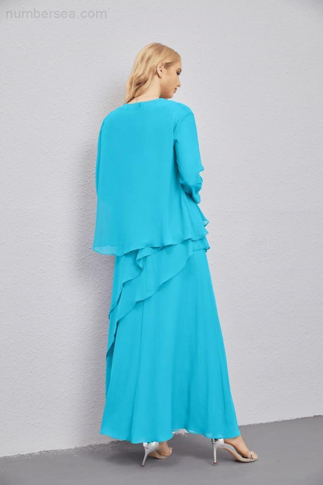 Abito da Sposa Madre con Cardigan Leggero Aperto Davanti Abito da Cerimonia Elegante 28081