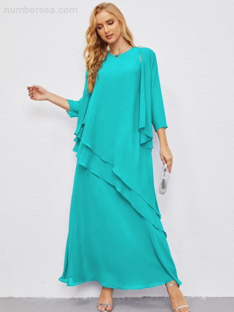 Abito da Sposa Madre con Cardigan Leggero Aperto Davanti Abito da Cerimonia Elegante 28081