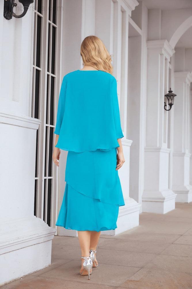 Vestido de fiesta formal de dos piezas en línea A para madre de la novia Numbersea 28072