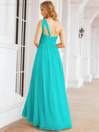 One Shoulder Bridesmaid Dresses Long Maxi Formal Evening Party Prom Gowns 28061