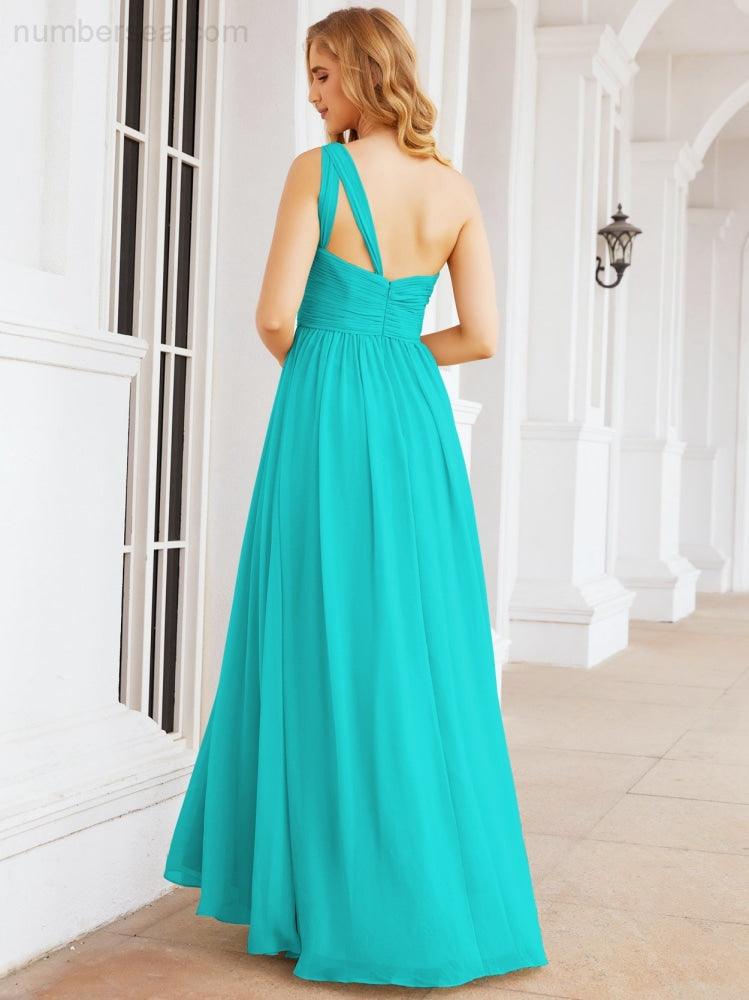 One Shoulder Bridesmaid Dresses Long Maxi Formal Evening Party Prom Gowns 28061
