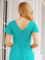 Vestidos de Baile Formais Numbersea para Mãe da Noiva com Mangas de Renda Vestido de Dama de Honra 28047