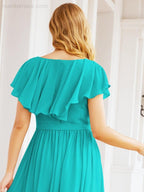 Bridesmaid Dresses with Flutter Sleeves Formal Evening Party Prom Gowns 28044