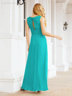 Formelles Ballkleid Elegantes ärmelloses Brautjungfernkleid mit V-Ausschnitt für Hochzeitsfeier 28037