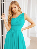 One Shoulder Bridesmaid Dresses Long Maxi Formal Evening Party Prom Gowns 28061