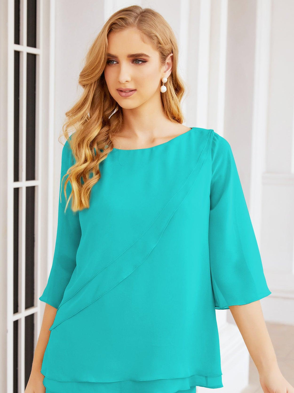 Numbersea Elegantes 2-teiliges Kleid für die Brautmutter Große Größen Hosenanzug mit Rüschenschichten Silberner Hausmantel 28064