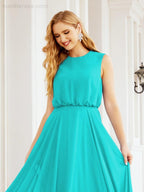 Sleeveless Long Bridesmaid Dress A line Formal Evening Prom Gown 28025
