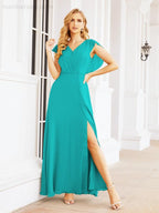Bridesmaid Dresses Cape Formal Prom Dress Open Back Gowns for Mother of The Bride 28058