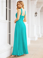 Crisscross Halter Bridesmaid Dresses for Party Wedding Evening Prom Maxi Ball Gowns 28053
