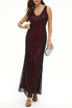 Sexy Formal Patchwork V Neck Vestidos de noite
