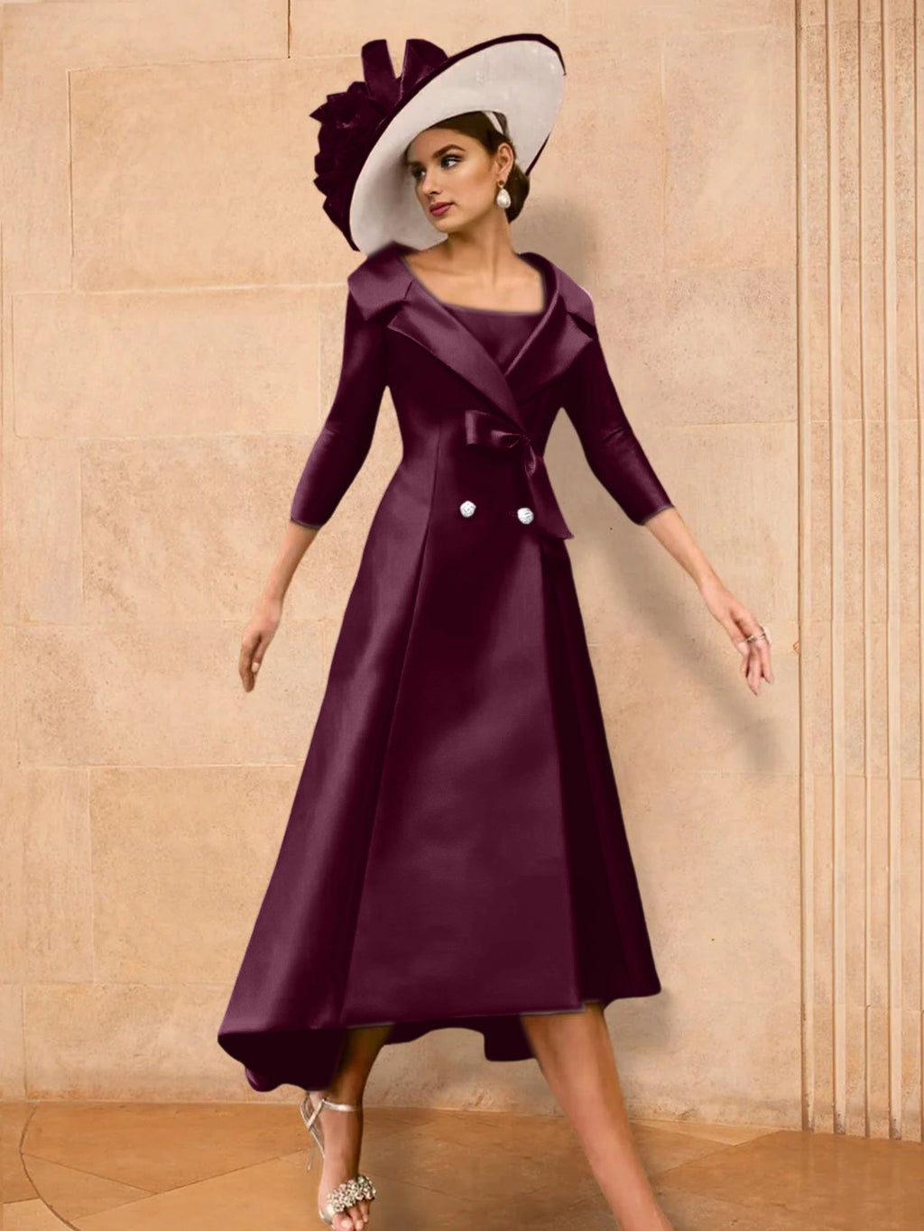 Long Sleeve A Line Princess Gown For The Mother Of The Bride Bowknot