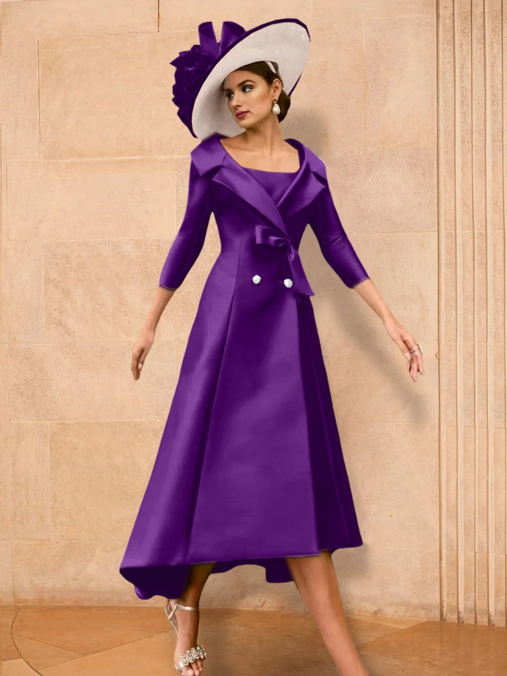 Long Sleeve A Line Princess Gown For The Mother Of The Bride Bowknot