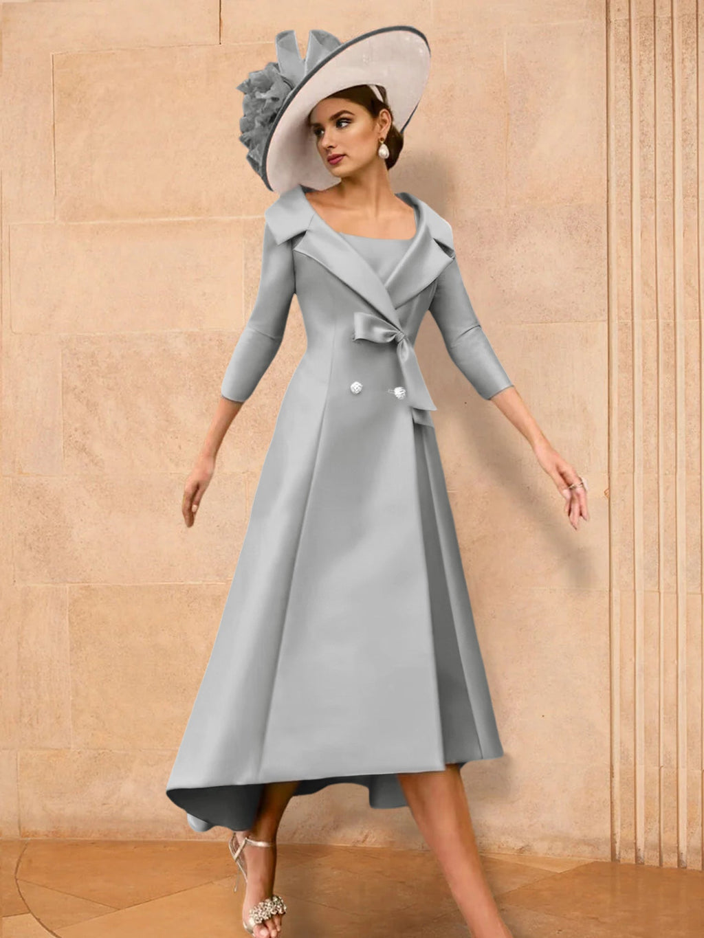 Long Sleeve A Line Princess Gown For The Mother Of The Bride Bowknot