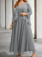Mother Of The Bride A Line Dress With Applique And Sequins