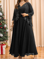 Mother Of The Bride A Line Dress With Applique And Sequins