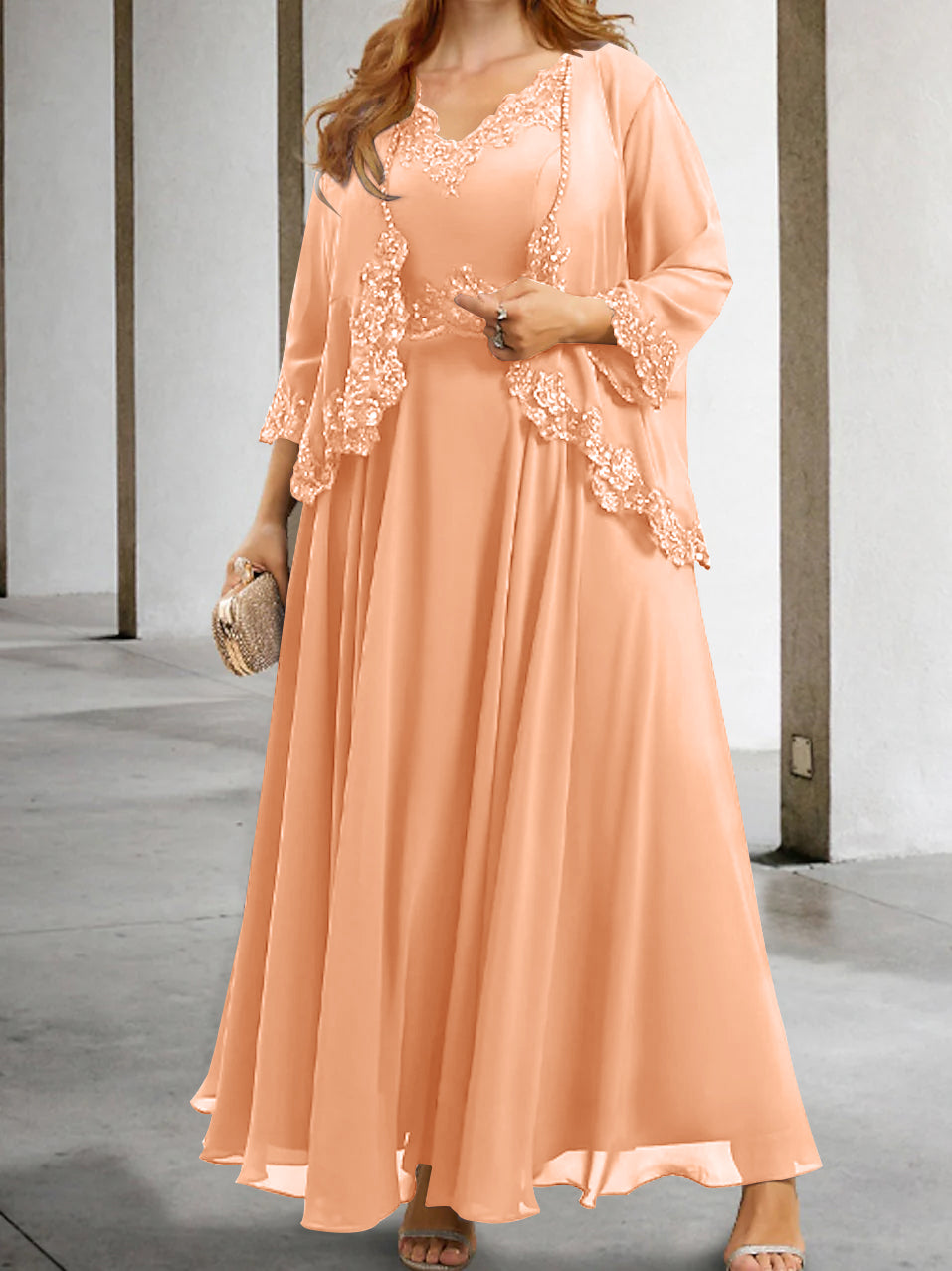 Mother Of The Bride A Line Dress With Applique And Sequins