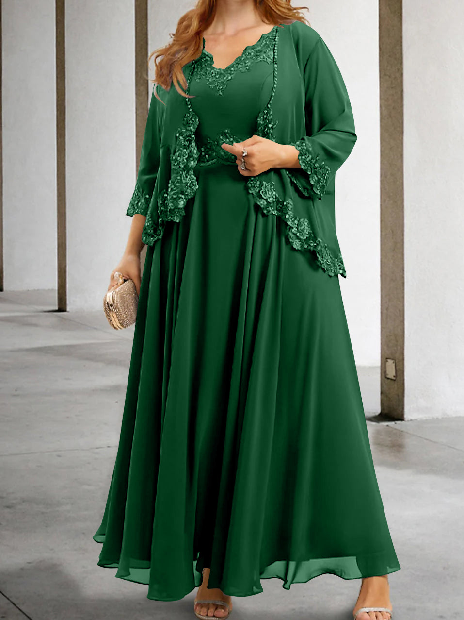 Mother Of The Bride A Line Dress With Applique And Sequins