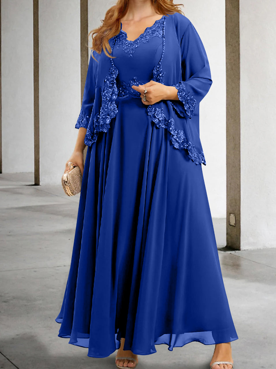 Mother Of The Bride A Line Dress With Applique And Sequins