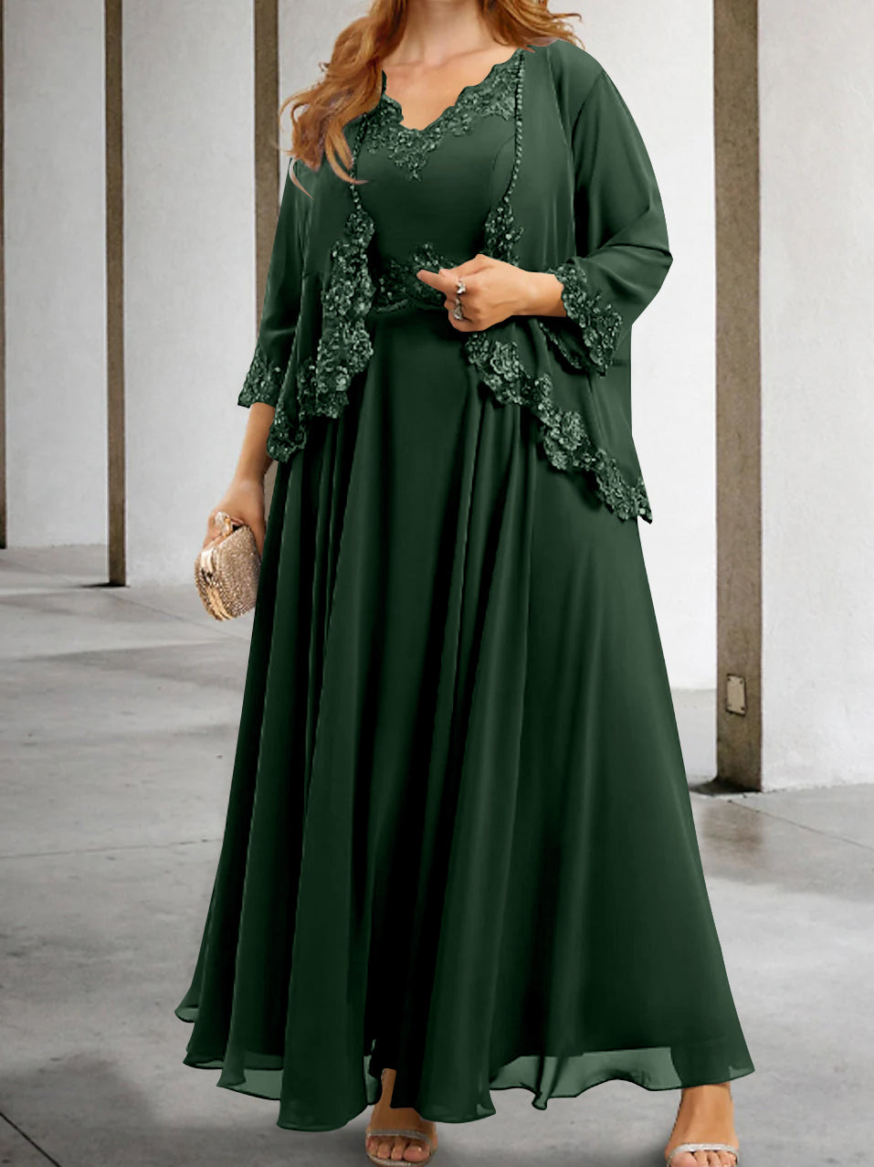 Mother Of The Bride A Line Dress With Applique And Sequins