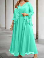 Mother Of The Bride A Line Dress With Applique And Sequins