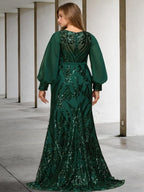 Vestidos de lantejoulas para mãe da noiva ou coluna