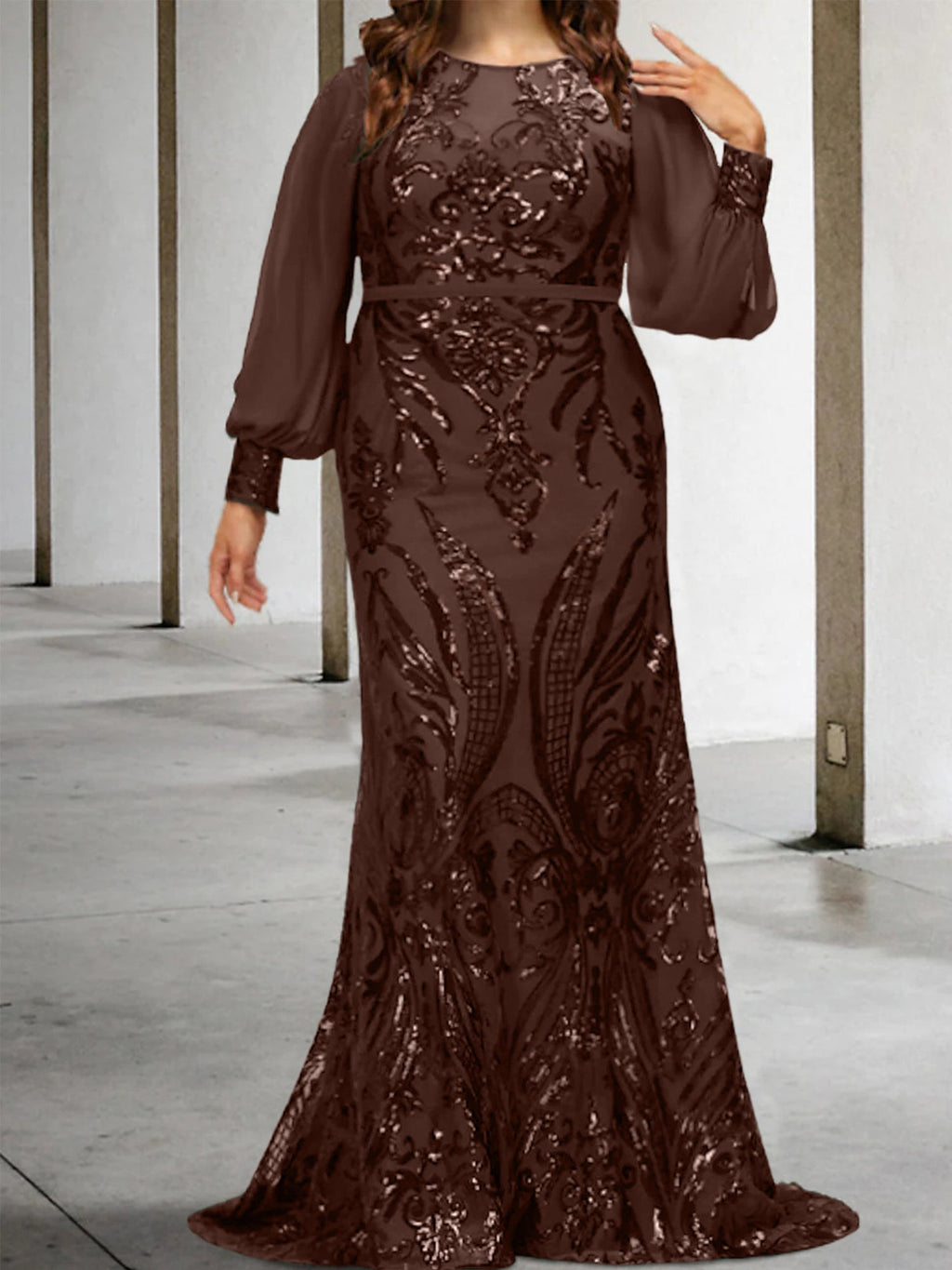 Vestidos de lantejoulas para mãe da noiva ou coluna
