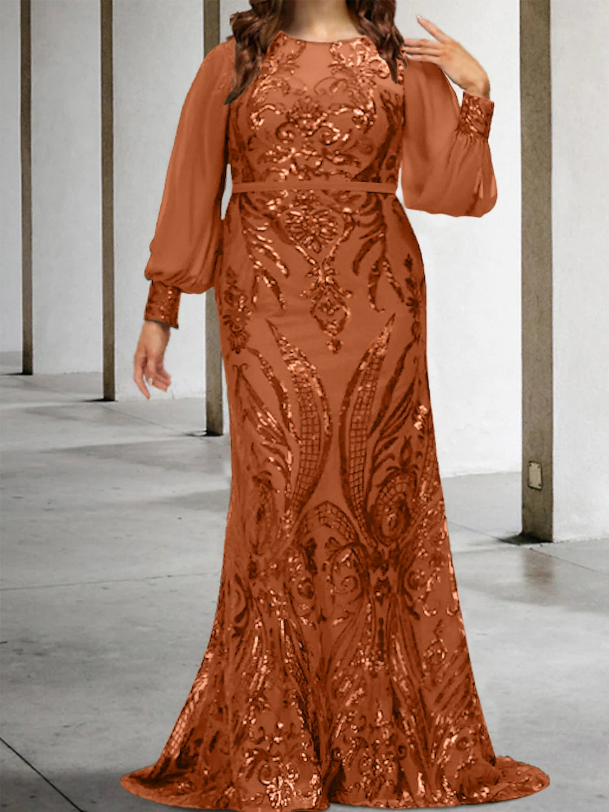 Vestidos de lantejoulas para mãe da noiva ou coluna