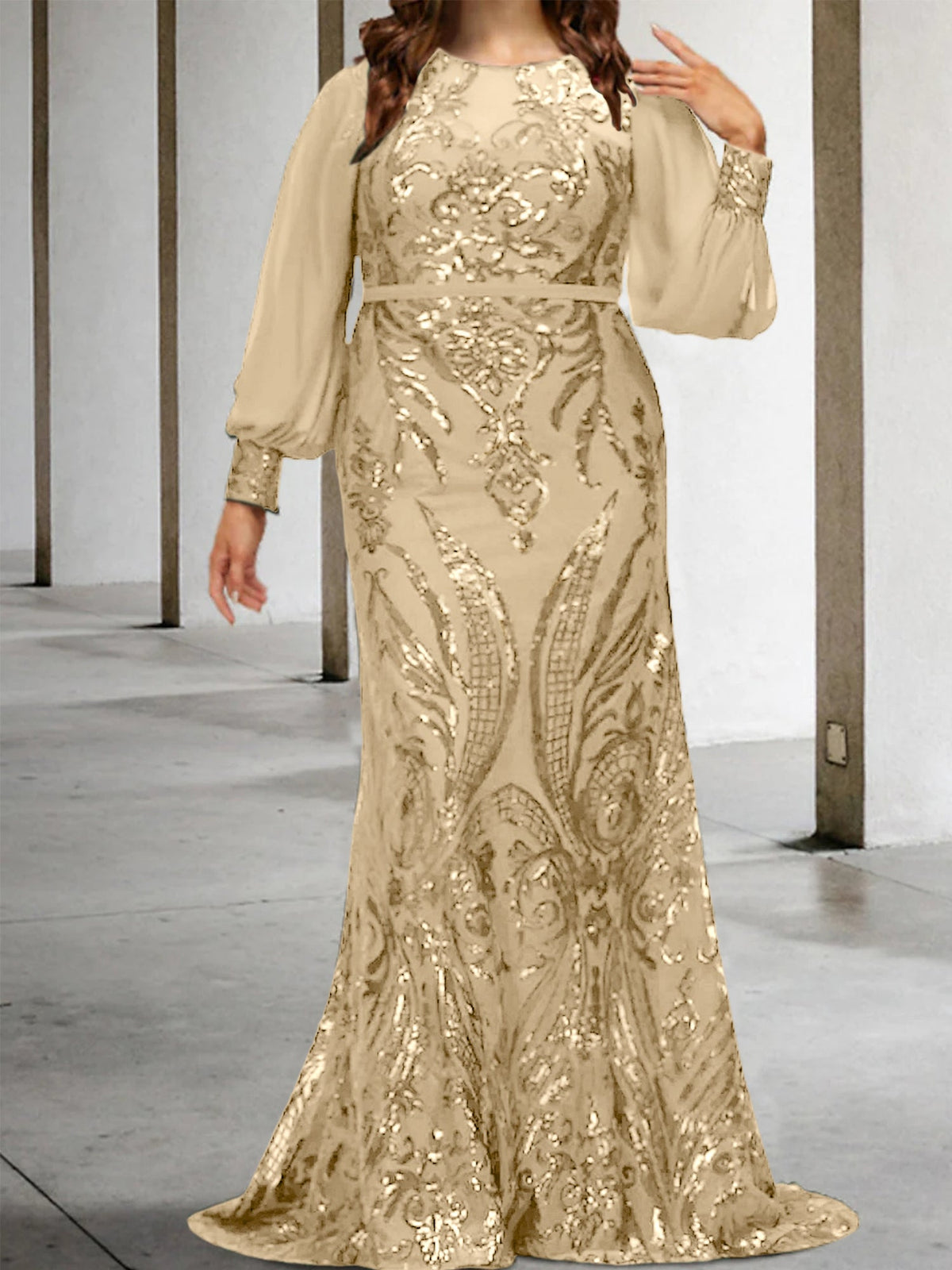 Vestidos de lantejoulas para mãe da noiva ou coluna