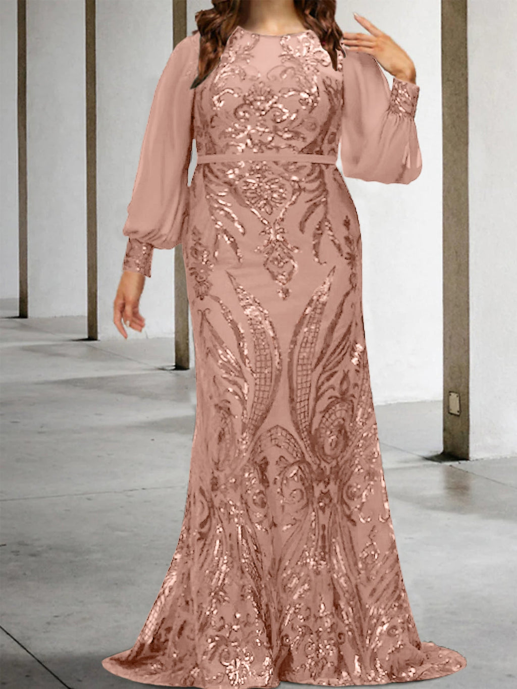 Vestidos de lantejoulas para mãe da noiva ou coluna