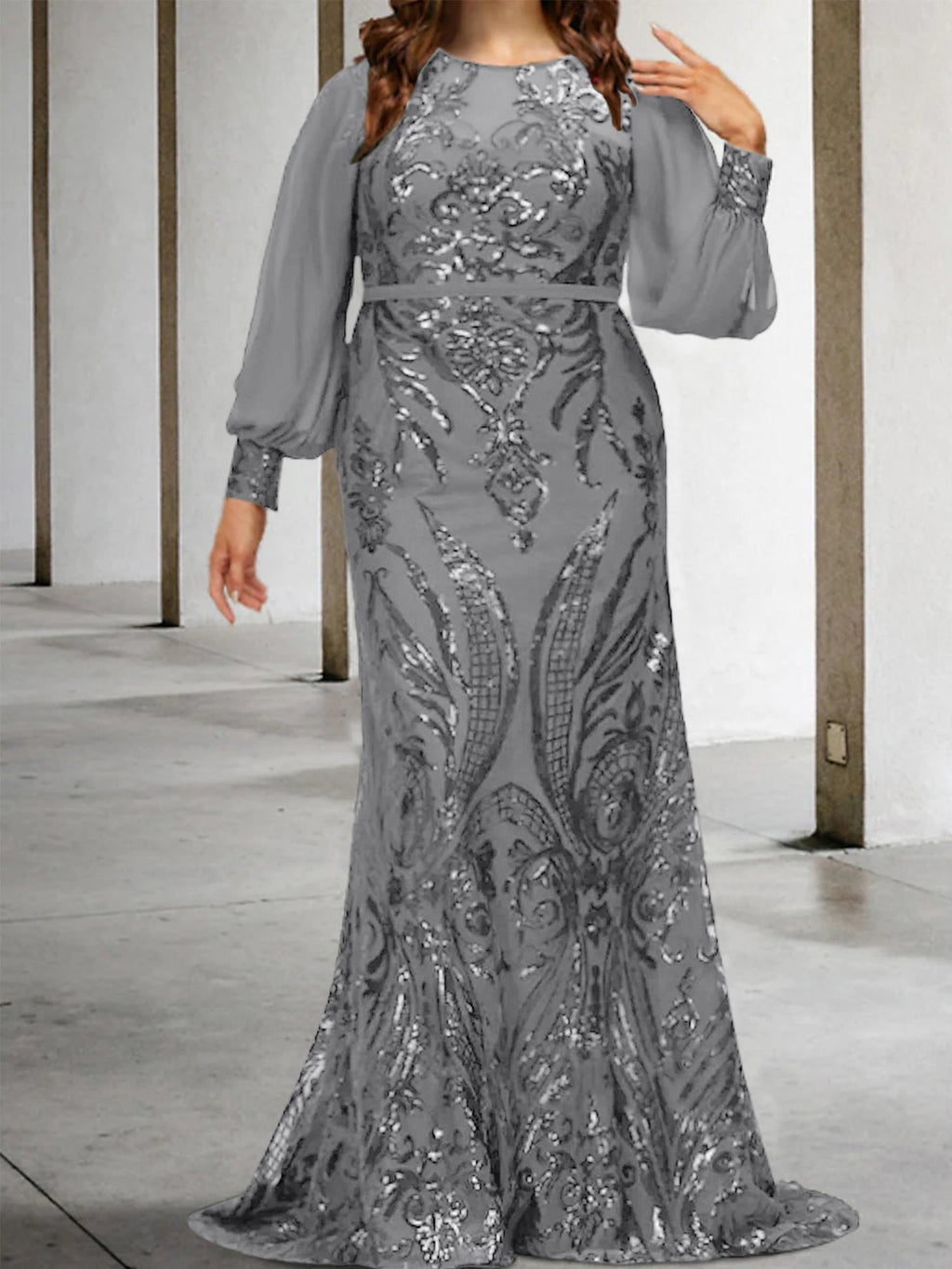 Vestidos de lantejoulas para mãe da noiva ou coluna