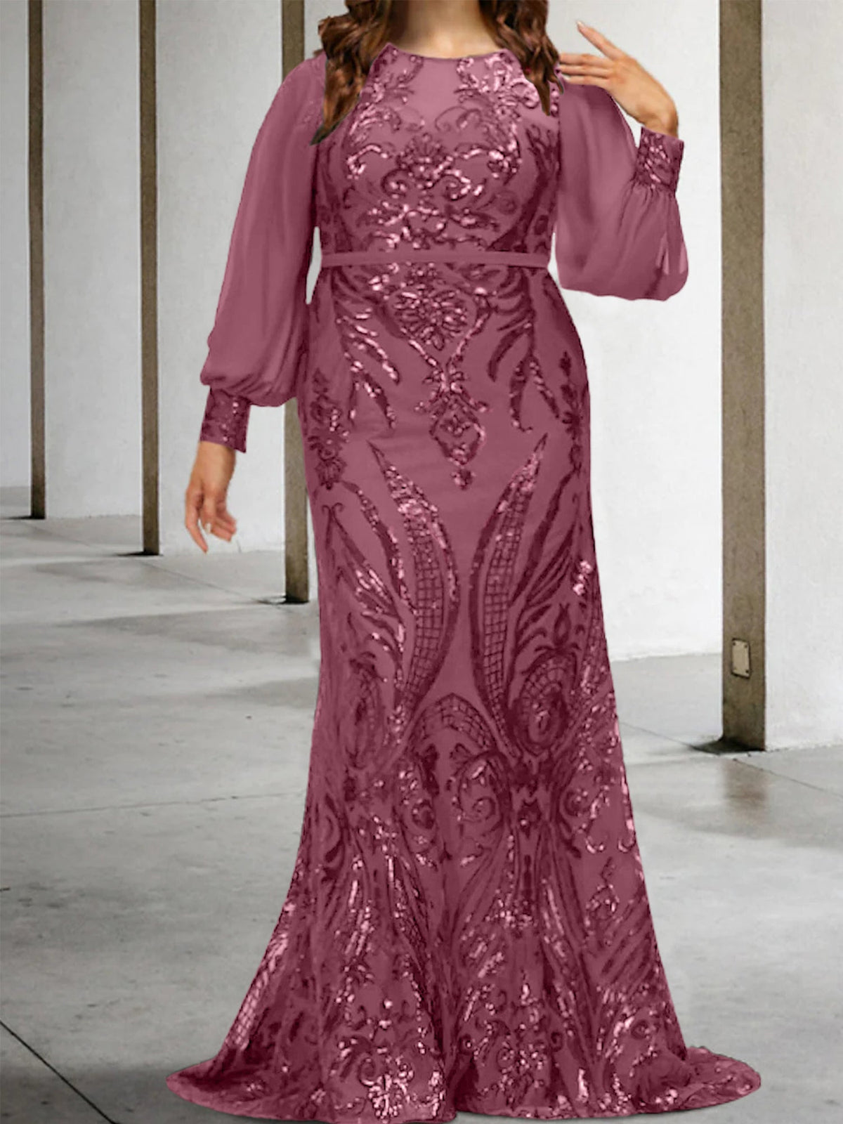 Vestidos de lantejoulas para mãe da noiva ou coluna