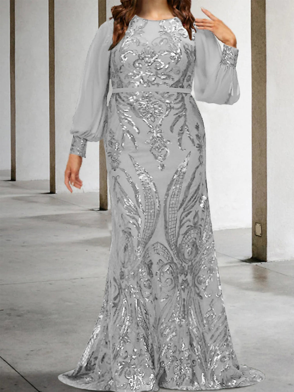 Vestidos de lantejoulas para mãe da noiva ou coluna