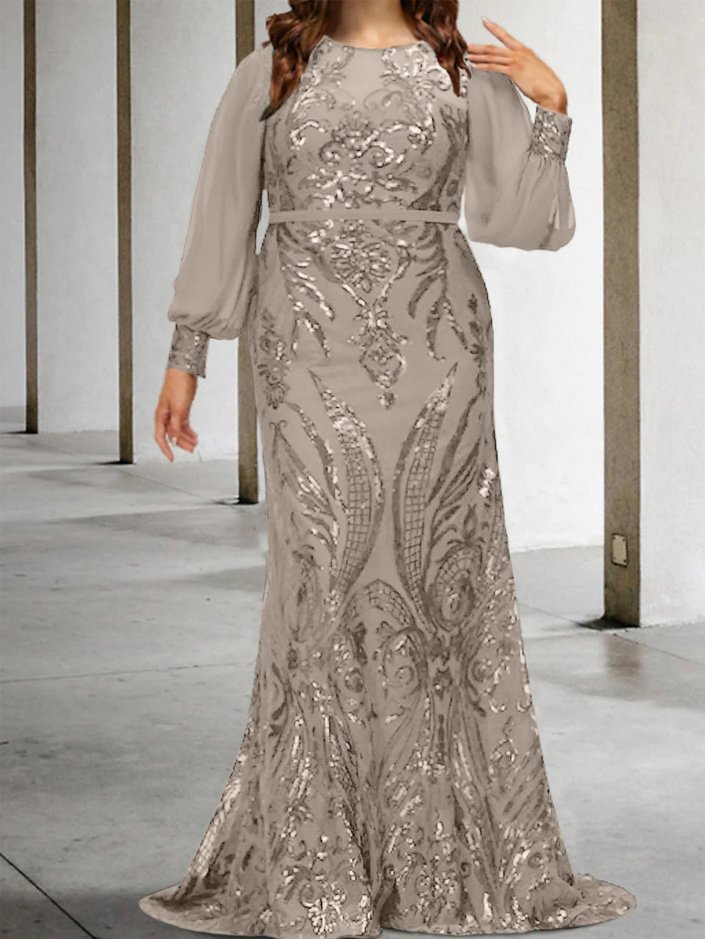 Vestidos de lantejoulas para mãe da noiva ou coluna