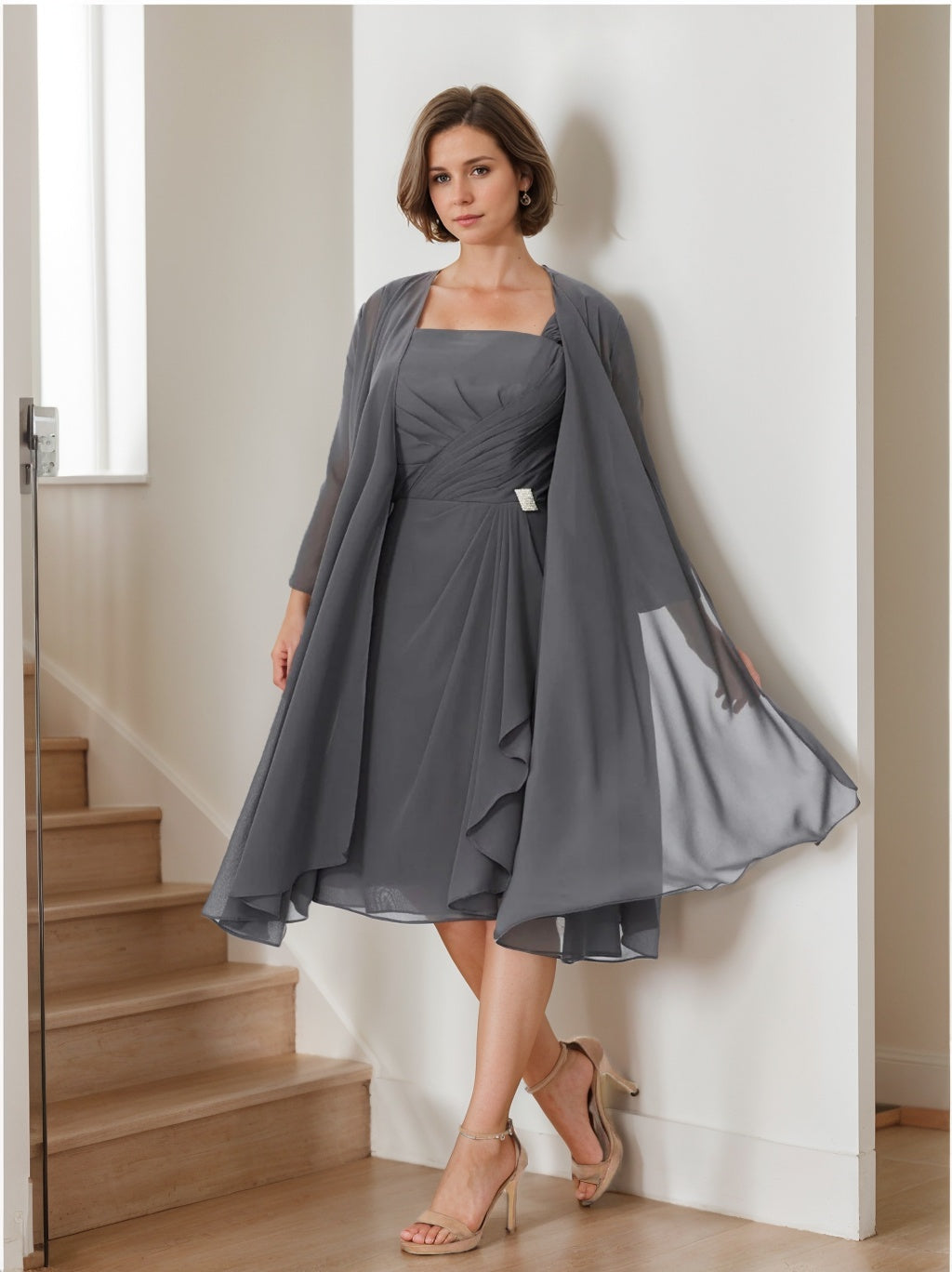 Mother Of The Bride Princess A Line Dress With Jacket Elegant Gown