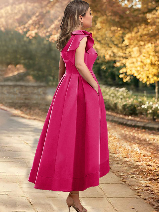 Asymmetrical One Shoulder Plus Size Mother Of The Bride Dress Ruffles