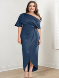 Plus Size Mother Of The Bride Dress Asymmetrical One Shoulder Ruffles