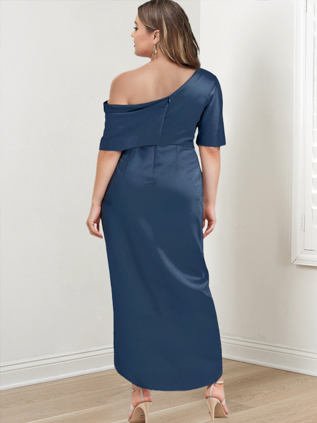 Plus Size Mother Of The Bride Dress Asymmetrical One Shoulder Ruffles