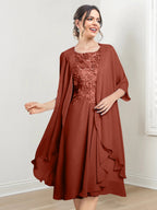 A-Line/Princess Scoop Knee-Length Mother of the Bride Dresses