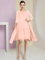 A-Line/Princess Jewel Neck Knee-Length Mother of the Bride Dresses