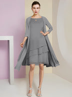 A-Line/Princess Jewel Neck Knee-Length Mother of the Bride Dresses
