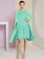 A-Line/Princess Jewel Neck Knee-Length Mother of the Bride Dresses