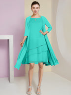 A-Line/Princess Jewel Neck Knee-Length Mother of the Bride Dresses