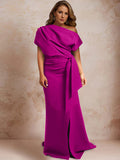 Plus Size One Shoulder Mermaid Gown for Mothers of the Bride Ruffles Side Split