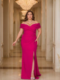 Off The Shoulder Mermaid Mother Of The Bride Gown With Side Split