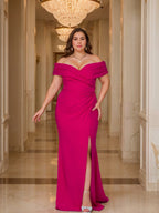 Off The Shoulder Mermaid Mother Of The Bride Gown With Side Split