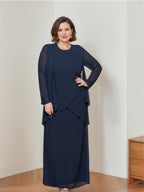 Round Neck Chiffon Mother Of The Bride Dress With Jacket