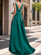 Mother Of The Bride Scoop Neck A Line Princess Dress With High Split And Bow